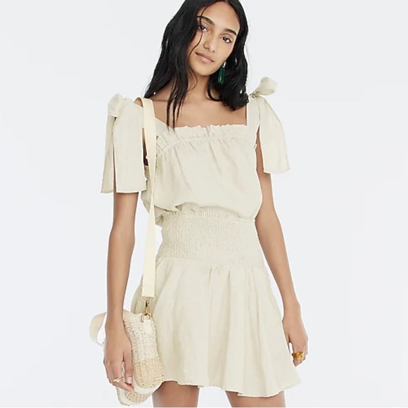 NWT J. Crew Smocked Waist Linen Mini Skirt - Picture 5 of 12
